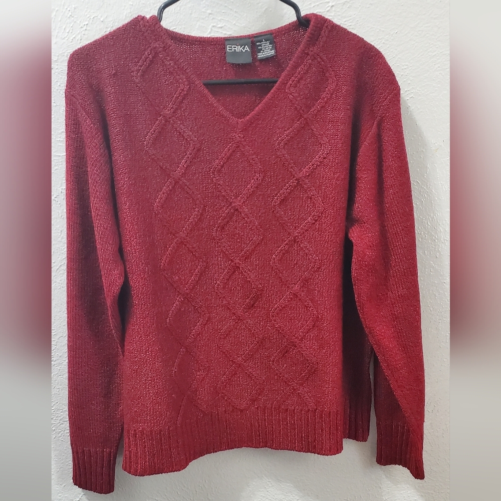 Festive Season Erika Women's Burgundy V-Neck Sweater